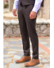Κοστούμι Vittorio Mirano καφέ με άσπρη ρίγα SLIM FIT