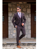 Κοστούμι Vittorio Mirano καφέ με άσπρη ρίγα SLIM FIT