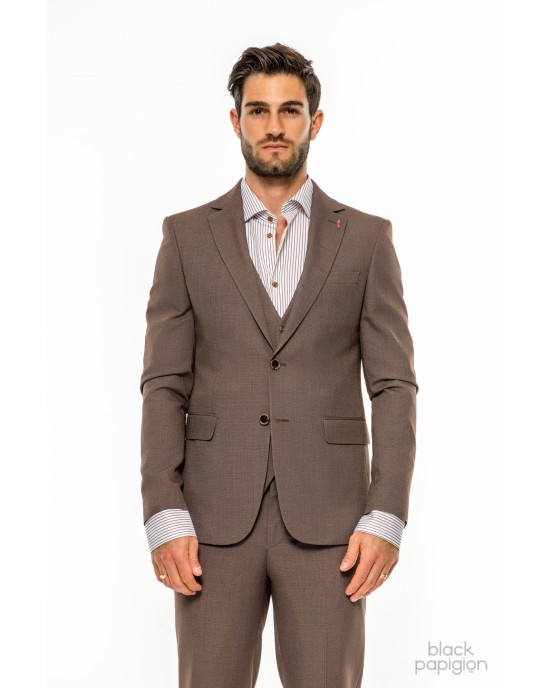 Κοστούμι Vittorio Bari καφέ SLIM FIT
