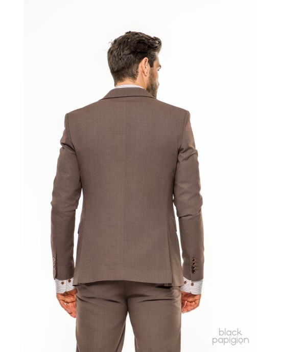 Κοστούμι Vittorio Bari καφέ SLIM FIT