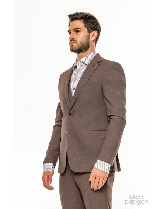 Κοστούμι Vittorio Bari καφέ SLIM FIT