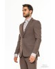 Κοστούμι Vittorio Bari καφέ SLIM FIT