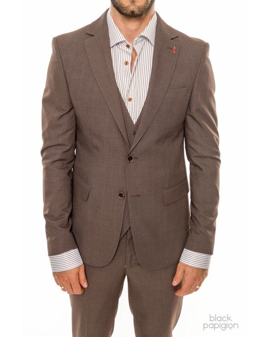Κοστούμι Vittorio Bari καφέ SLIM FIT