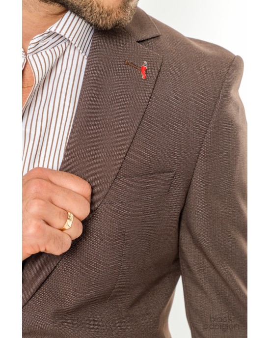 Κοστούμι Vittorio Bari καφέ SLIM FIT