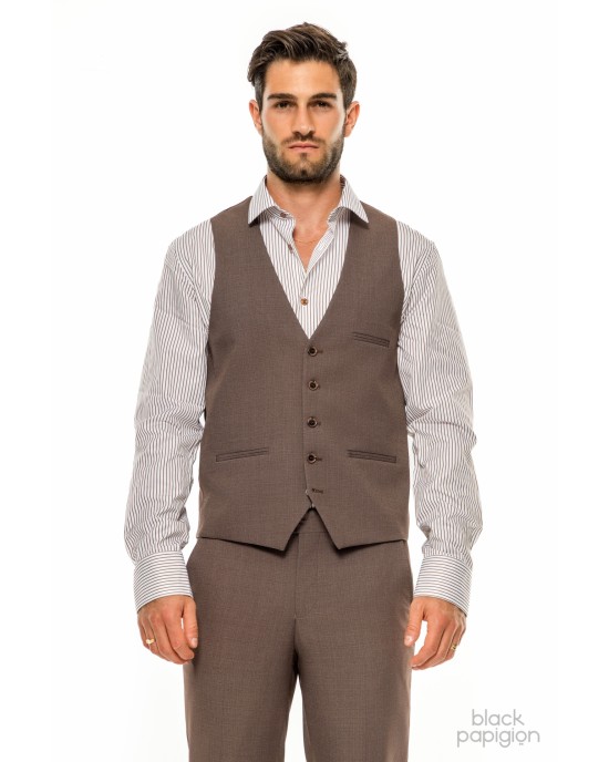 Κοστούμι Vittorio Bari καφέ SLIM FIT