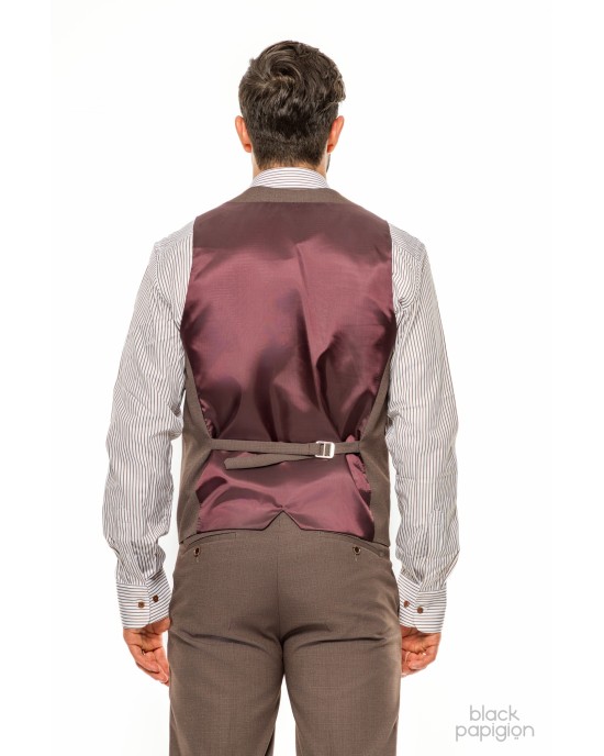 Κοστούμι Vittorio Bari καφέ SLIM FIT