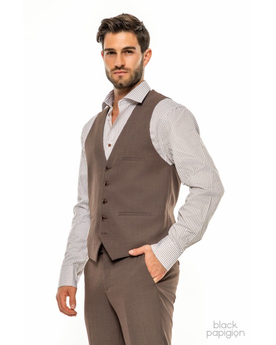 Κοστούμι Vittorio Bari καφέ SLIM FIT