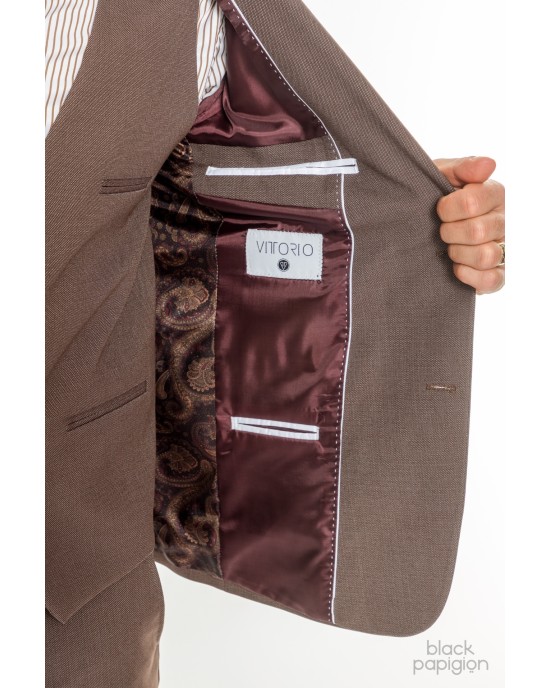 Κοστούμι Vittorio Bari καφέ SLIM FIT