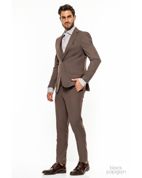 Κοστούμι Vittorio Bari καφέ SLIM FIT