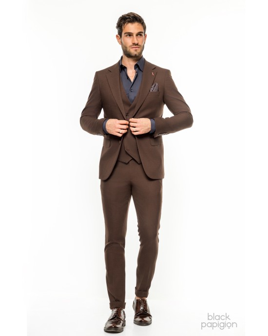 Κοστούμι Vittorio Adriano καφέ SLIM FIT