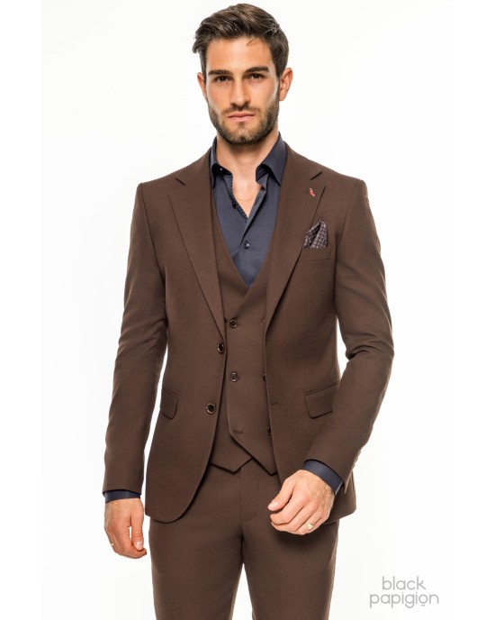 Κοστούμι Vittorio Adriano καφέ SLIM FIT