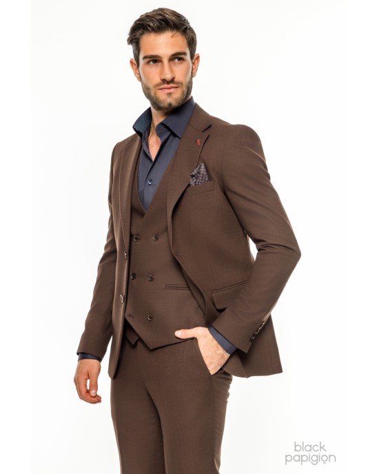 Κοστούμι Vittorio Adriano καφέ SLIM FIT