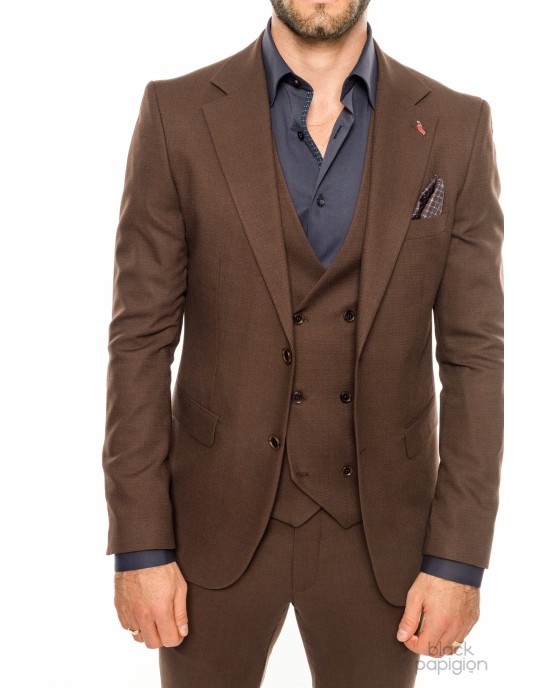 Κοστούμι Vittorio Adriano καφέ SLIM FIT