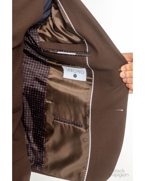 Κοστούμι Vittorio Adriano καφέ SLIM FIT