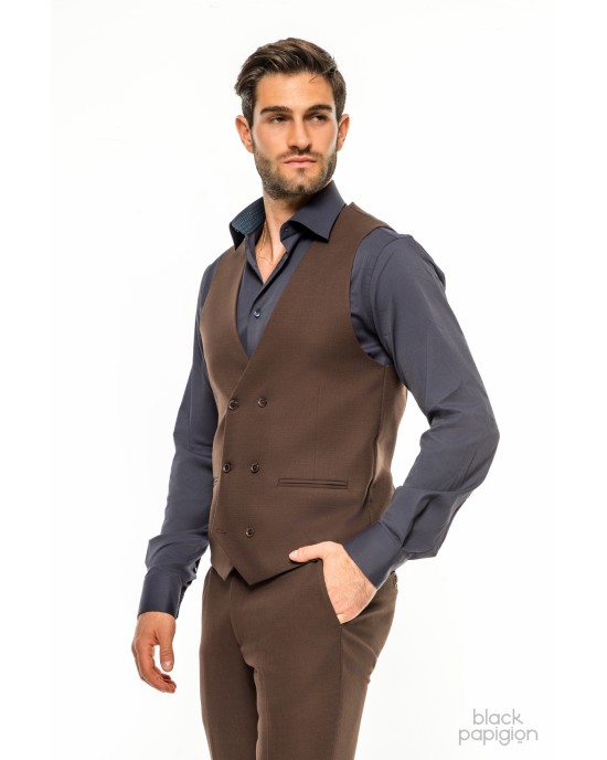Κοστούμι Vittorio Adriano καφέ SLIM FIT
