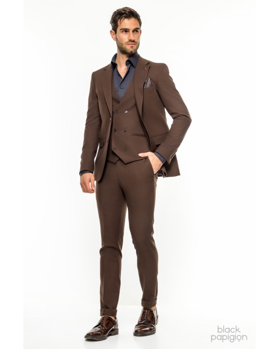 Κοστούμι Vittorio Adriano καφέ SLIM FIT