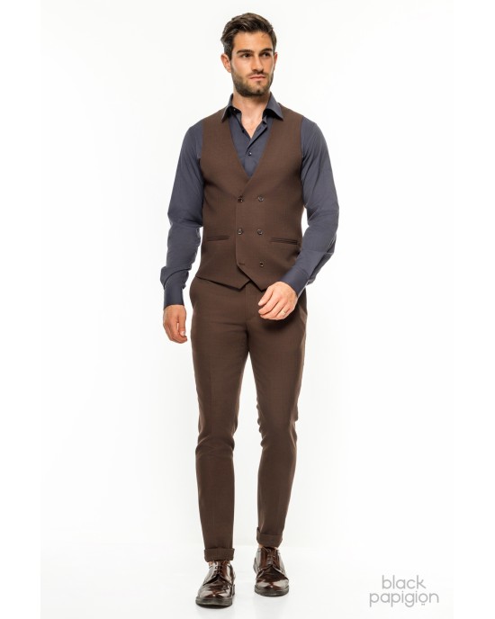 Κοστούμι Vittorio Adriano καφέ SLIM FIT