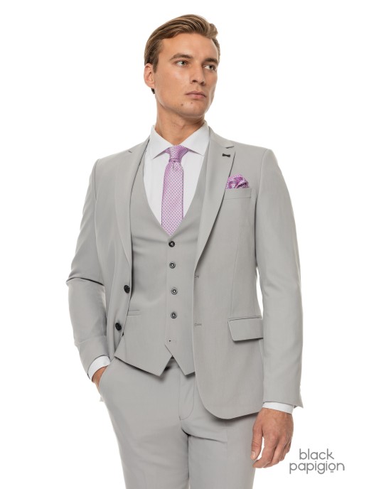 Κοστούμι Black Papigion γκρι SLIM FIT