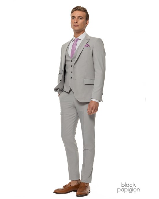 Κοστούμι Black Papigion γκρι SLIM FIT