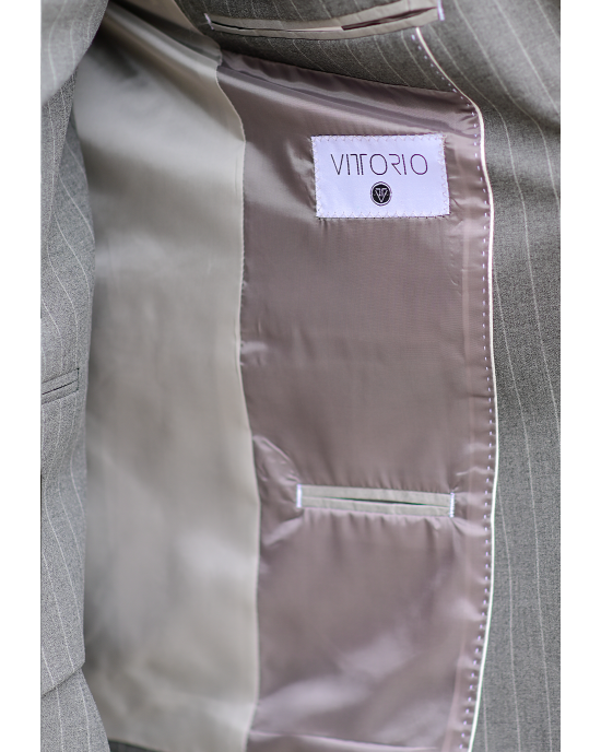 Κοστούμι Vittorio Mirano γκρι με άσπρη ρίγα SLIM FIT