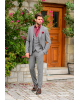 Κοστούμι Vittorio Mirano γκρι με άσπρη ρίγα SLIM FIT