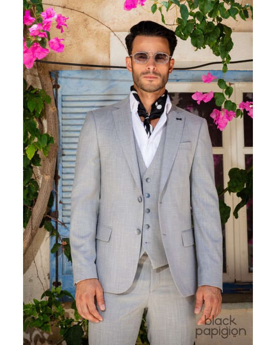 Κοστούμι Black Papigion γκρι SLIM FIT