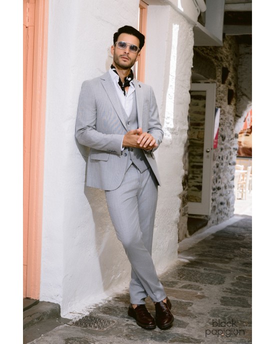 Κοστούμι Black Papigion γκρι SLIM FIT