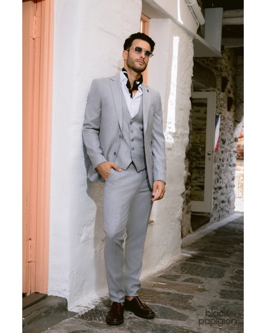 Κοστούμι Black Papigion γκρι SLIM FIT