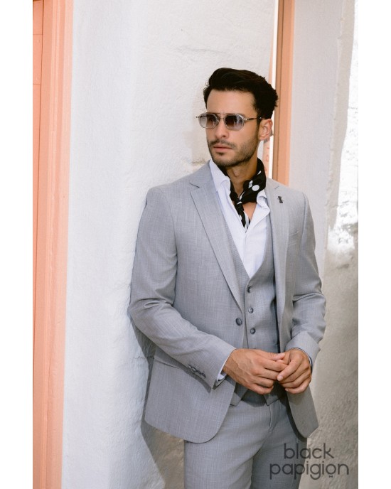 Κοστούμι Black Papigion γκρι SLIM FIT