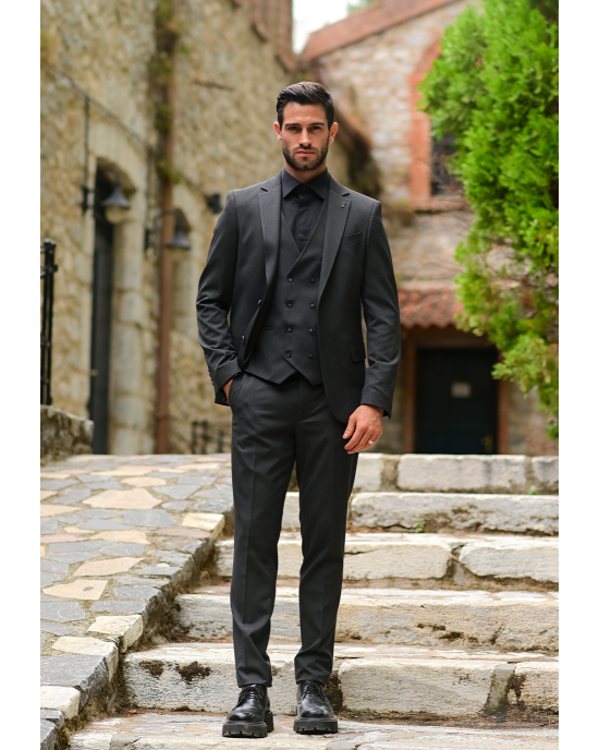 Κοστούμι Black Papigion γκρι SLIM FIT