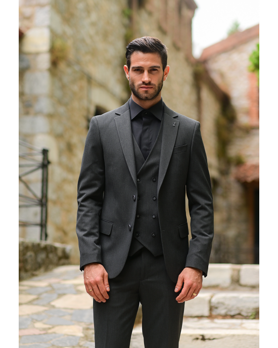 Κοστούμι Black Papigion γκρι SLIM FIT