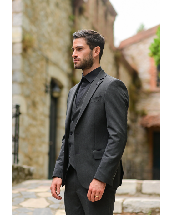 Κοστούμι Black Papigion γκρι SLIM FIT