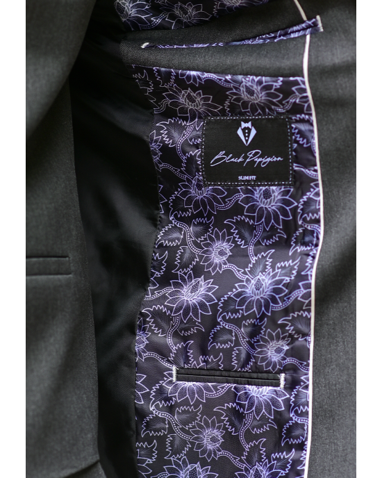 Κοστούμι Black Papigion γκρι SLIM FIT