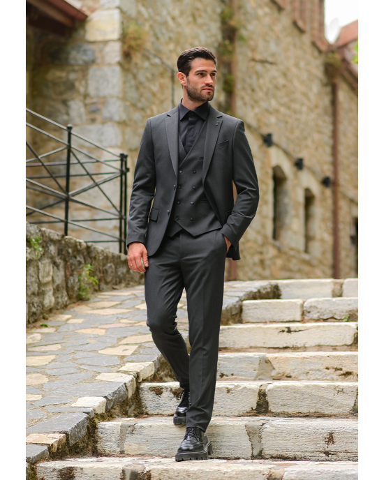 Κοστούμι Black Papigion γκρι SLIM FIT