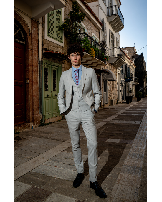 Κοστούμι Black Papigion Pesaro γκρι SLIM FIT