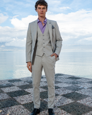 Κοστούμι Black Papigion Treviso Wool γκρι