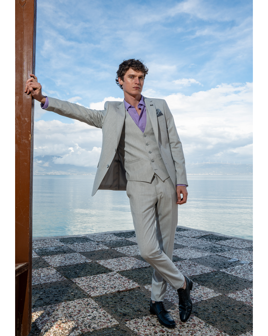 Κοστούμι Black Papigion Treviso Wool γκρι SLIM FIT