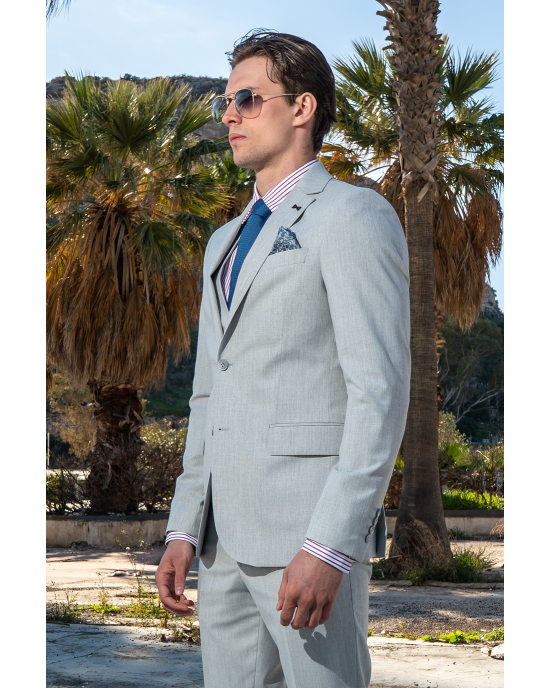 Κοστούμι Black Papigion Treviso Wool γκρι SLIM FIT