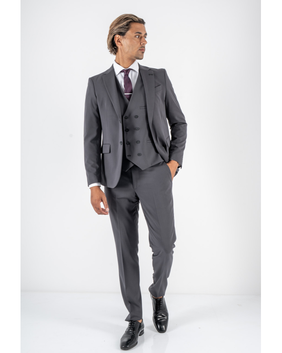 Κοστούμι Black Papigion Louka γκρι SLIM FIT