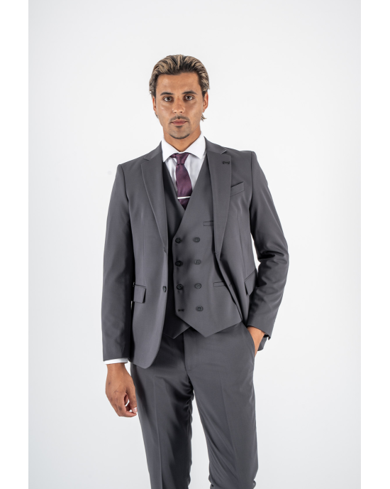 Κοστούμι Black Papigion Louka γκρι SLIM FIT