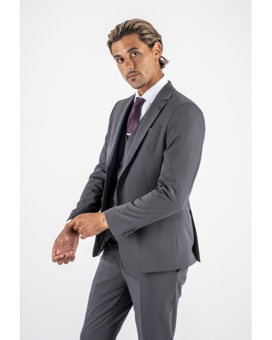 Κοστούμι Black Papigion Louka γκρι SLIM FIT