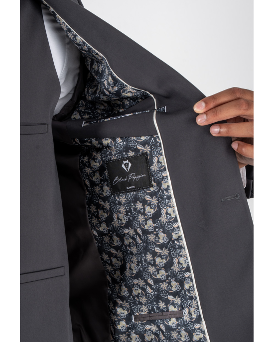 Κοστούμι Black Papigion Louka γκρι SLIM FIT