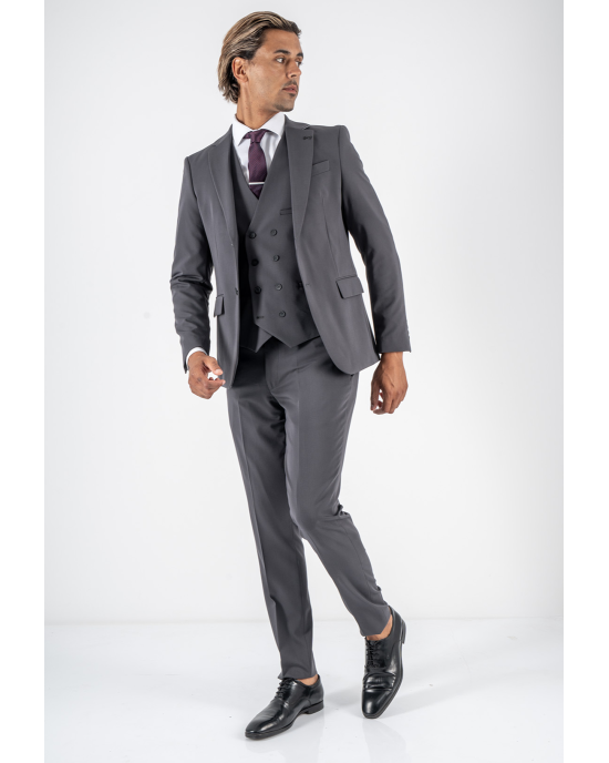 Κοστούμι Black Papigion Louka γκρι SLIM FIT