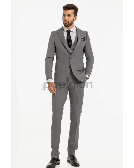 Κοστούμι Black Papigion γκρι SLIM FIT