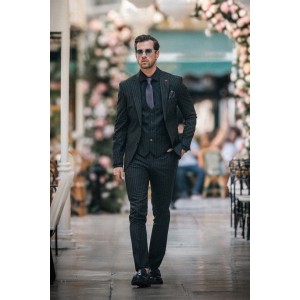 Κοστούμι Dezign μαύρο με άσπρη ρίγα