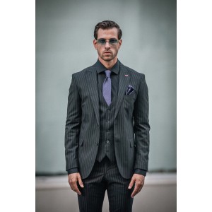 Κοστούμι Dezign μαύρο με άσπρη ρίγα