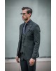 Κοστούμι Dezign μαύρο με άσπρη ρίγα SLIM FIT