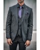 Κοστούμι Dezign μαύρο με άσπρη ρίγα SLIM FIT