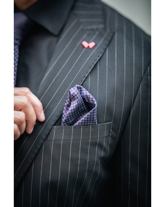 Κοστούμι Dezign μαύρο με άσπρη ρίγα SLIM FIT