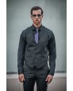 Κοστούμι Dezign μαύρο με άσπρη ρίγα SLIM FIT